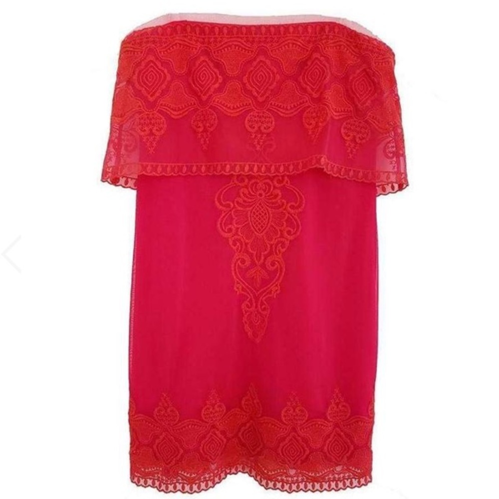 BCBGmaxazaria hot pink and orange strapless mayela